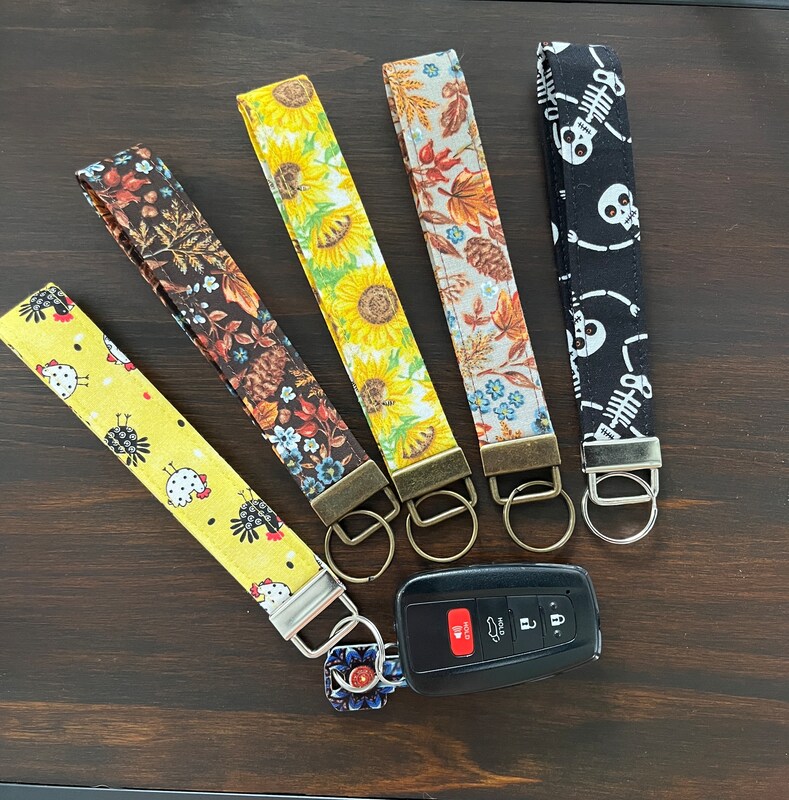 Keychain Wristlet Lanyard Key Fob Keychain New Car Key Fob Gift Fall Skeletons Chickens MakerPlace by Michaels